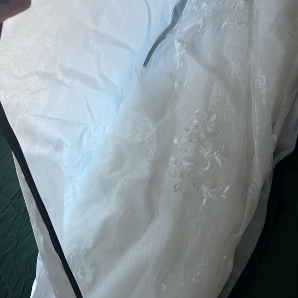 Azazie Dysis Diamond White A-Line Halter Sequins Tulle Wedding Dress - Picture 15 of 15